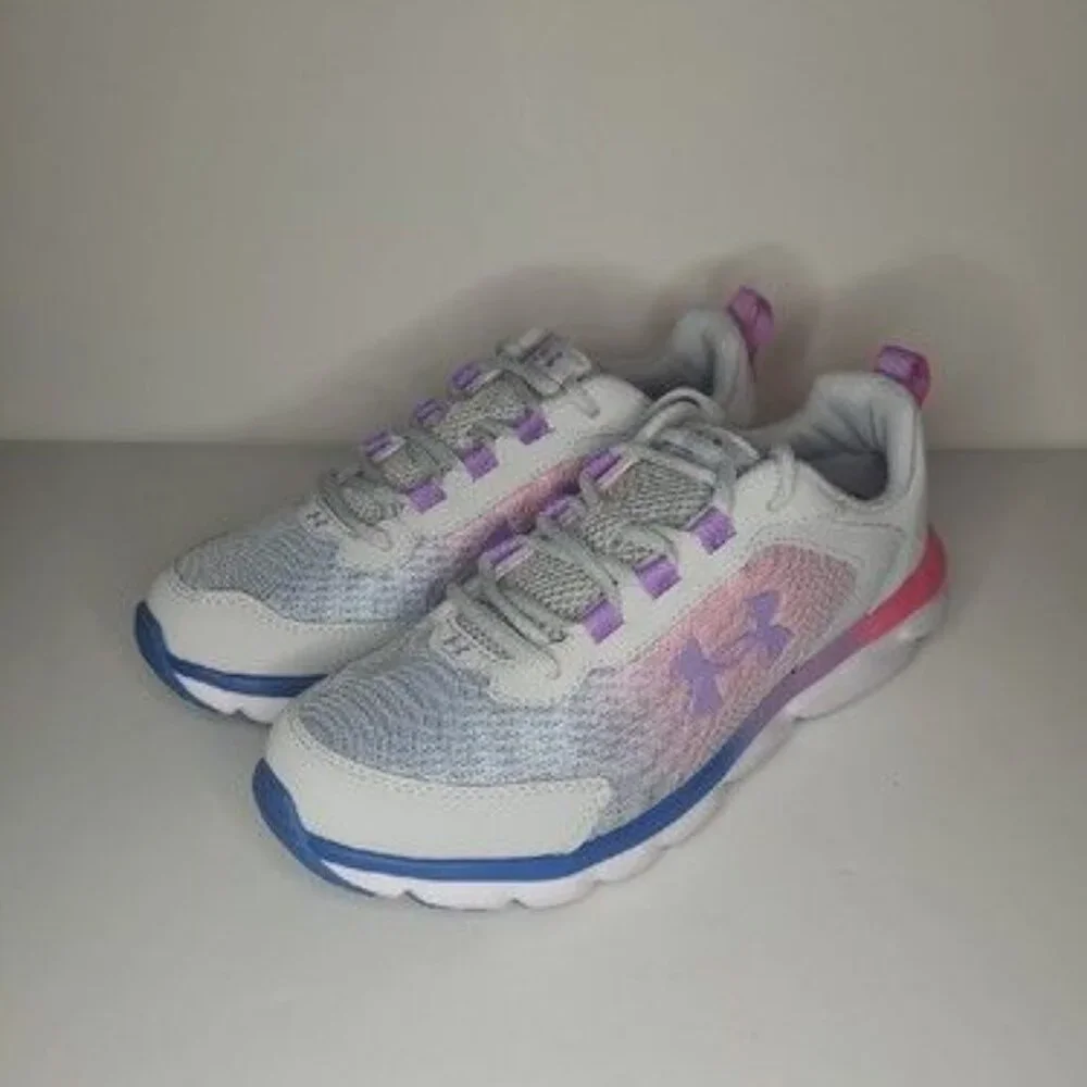 Under Armour UA GGS Assert 9 Girl's Running Shoes Youth Size 6Y 2E Wide New Gray